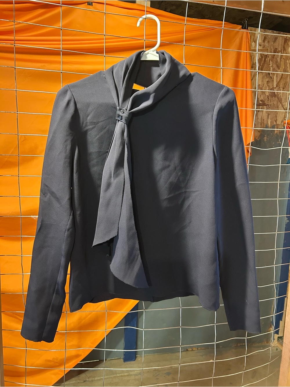 Tory Burch Navy Tie-Detail Blazer